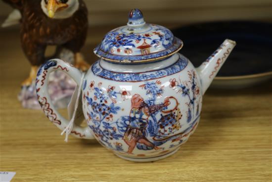 Two Chinese 18th century teapots and a dish tallest 14cm